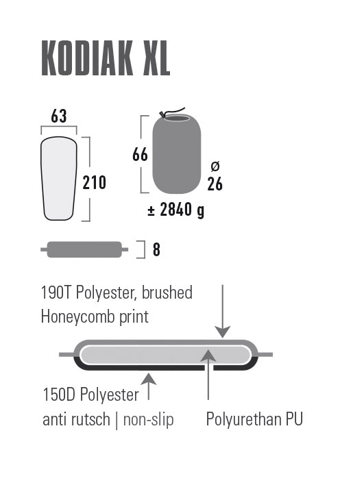 Selbstaufblasende Isomatte Kodiak XL 210x63x8 cm 2,84 kg High Peak